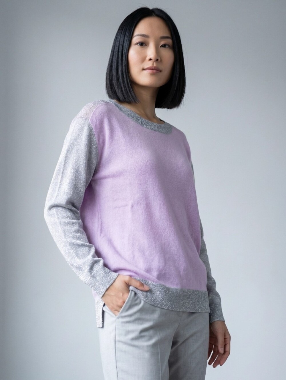 💥NEW💥 ASOS METALLIC SILVER LILAC SWEATER SZ L 14